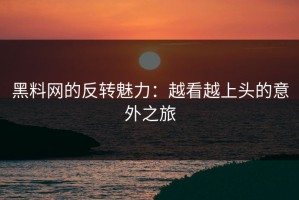 黑料网的反转魅力：越看越上头的意外之旅