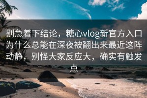 别急着下结论，糖心vlog新官方入口为什么总能在深夜被翻出来最近这阵动静，别怪大家反应大，确实有触发点