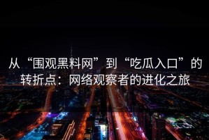 从“围观黑料网”到“吃瓜入口”的转折点：网络观察者的进化之旅