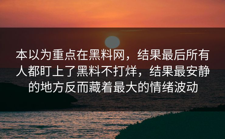 本以为重点在黑料网，结果最后所有人都盯上了黑料不打烊，结果最安静的地方反而藏着最大的情绪波动