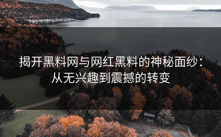 揭开黑料网与网红黑料的神秘面纱:从无兴趣到震撼的转变 揭开黑料网与网红黑料的神秘面纱:从无兴趣到震撼的转变