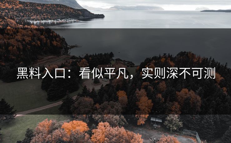 黑料入口:看似平凡,实则深不可测 黑料入口:看似平凡,实则深不可测