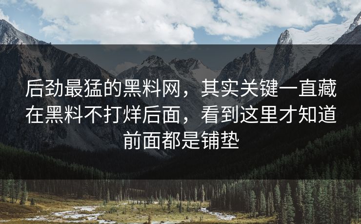 后劲最猛的黑料网,其实关键一直藏在黑料不打烊后面,看到这里才知道前面都是铺垫 后劲最猛的黑料网,其实关键一直藏在黑料不打烊后面,看到这里才知道前面都是铺垫