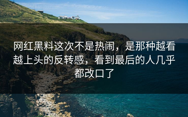 网红黑料这次不是热闹，是那种越看越上头的反转感，看到最后的人几乎都改口了