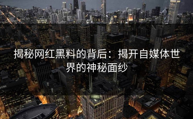 揭秘网红黑料的背后：揭开自媒体世界的神秘面纱