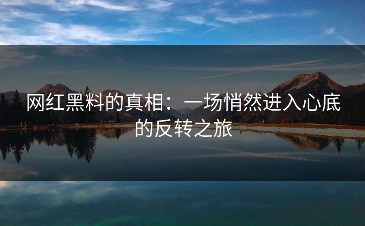 网红黑料的真相:一场悄然进入心底的反转之旅 网红黑料的真相:一场悄然进入心底的反转之旅